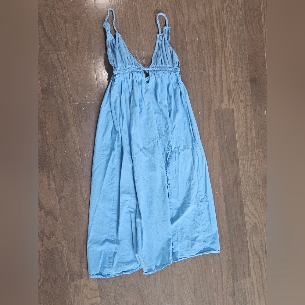 Light Blue Satin Slip Dress